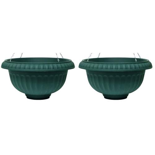 2PK Homeleisure WS Plastic Hanging Basket Round 440mm Green 