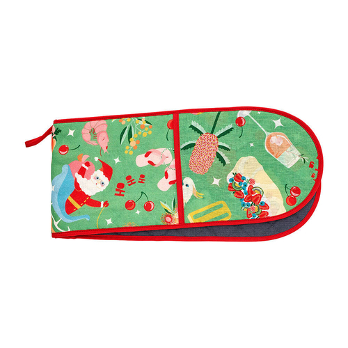Annabel Trends Linen Single Oven Mitt 82x18cm - Holiday Green