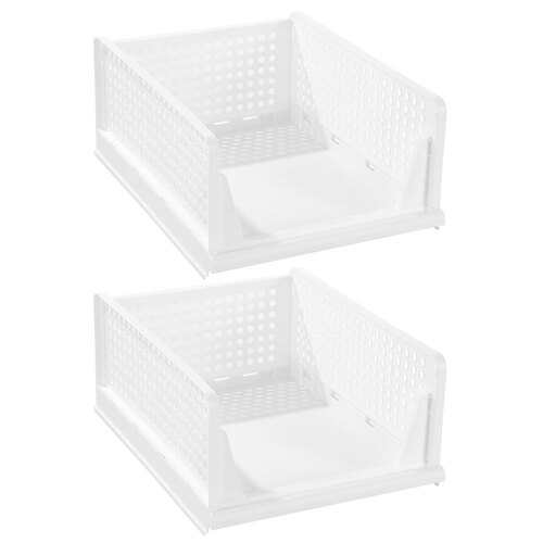 2PK Boxsweden Foldaway 42.5x18.5cm Stackable Storage Basket Large