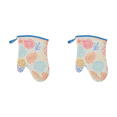 2PK Annabel Trends Linen Single Oven Mitt 18x26cm - Shelly Beach