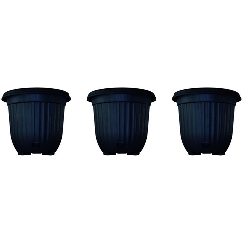 3PK Outdoorleisure WaterSaver Round Fluted 400mm Charcoal Outdoor Garden 
