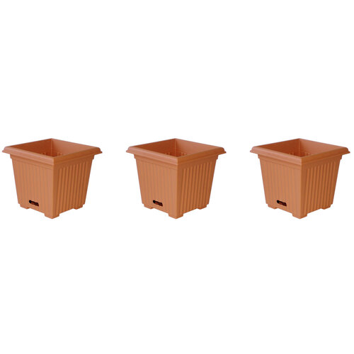 3PK Outdoorleisure WaterSaver Square Fluted 280mm Terracotta Outdoor 
