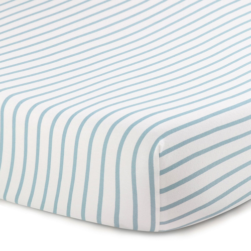 The Peanutshell Dino Dreams Stripe Cot Fitted Sheet Baby Nursery Decor