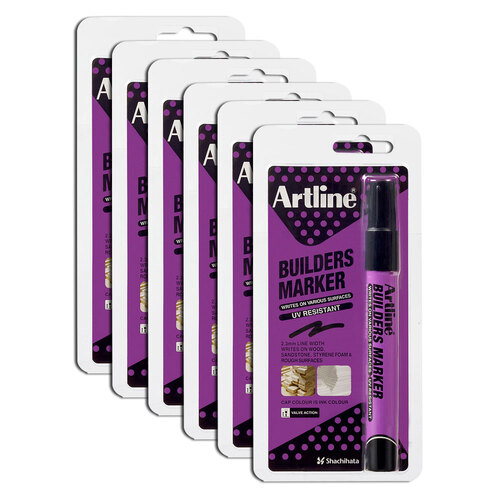 12PK Artline Builders Permanent Marker 2.3mm Bullet Nib - Black Hs