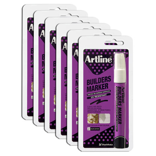 12PK Artline Builders Permanent Marker 2.3mm Bullet Nib - White Hs