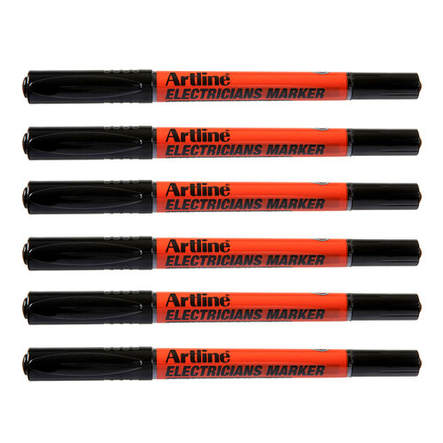 12PK Artline Electricians Permanent Marker 1/4mm Dual Nib - Black