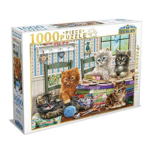 1000pc Tilbury Puzzle - Kittens Knitting