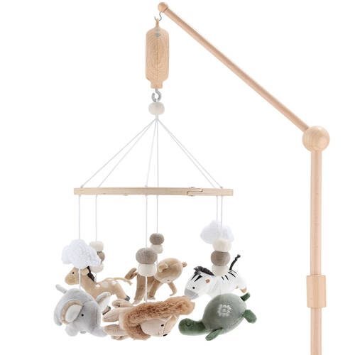 The Peanutshell Safari Serenity Wooden Crib Musical Mobile 0y+