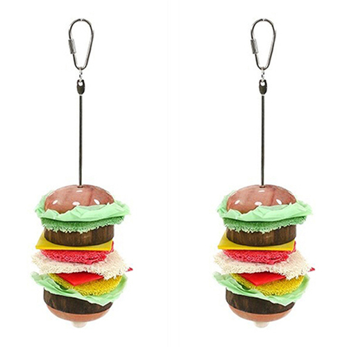 2PK Rosewood Burg-A-Bob 25x8cm Wooden Hanging Burger Hamsters Pet Gnaw/Chew Toy Nat