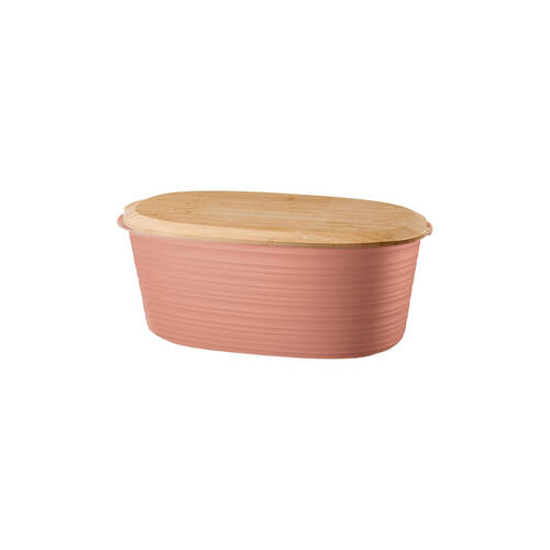 Guzzini Earth Tierra Bread Bin w/ Bamboo Board Lid 31.5cm Terracotta
