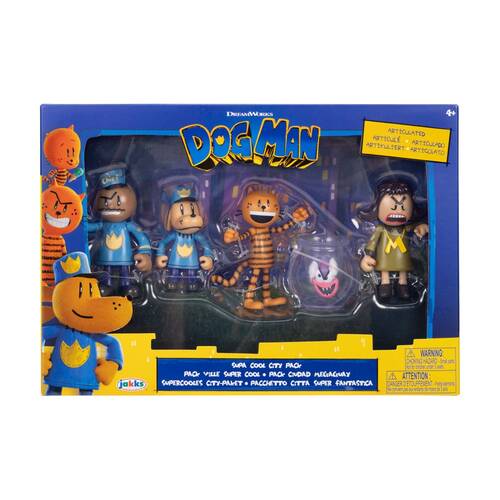 5pc Dog Man Action Figure Multipack Wave Set w/ Petey, Chief & Flippy 2.5 Inch