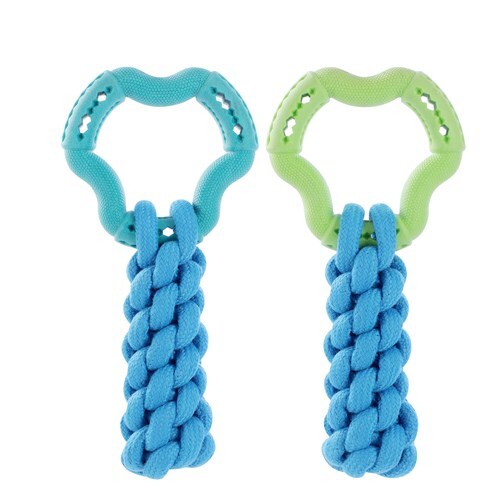 2PK Paws & Claws Fetch N' Play Ring + Rope Tugger Dog/Pet Toy Assorted 24x12x6cm