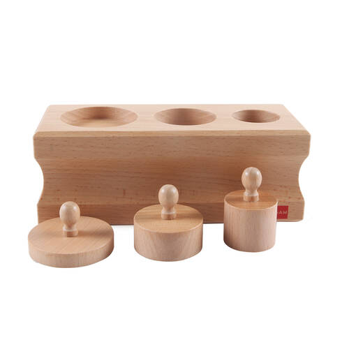 Gam Montessori 0-3 Cylinder Block #3 Wooden Educational Toy Brown Kids - 3y+