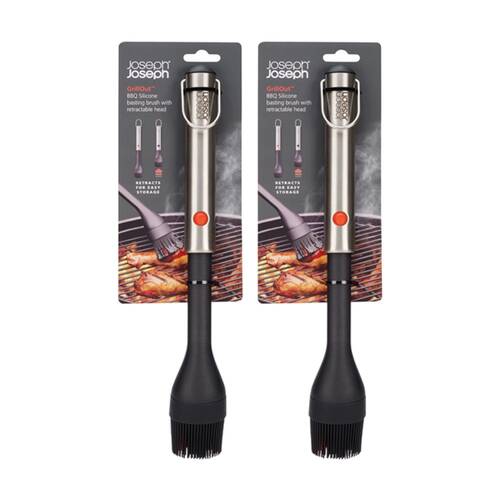 2PK Joseph Joseph GrillOut BBQ Basting Brush With Retractable Handle Steel