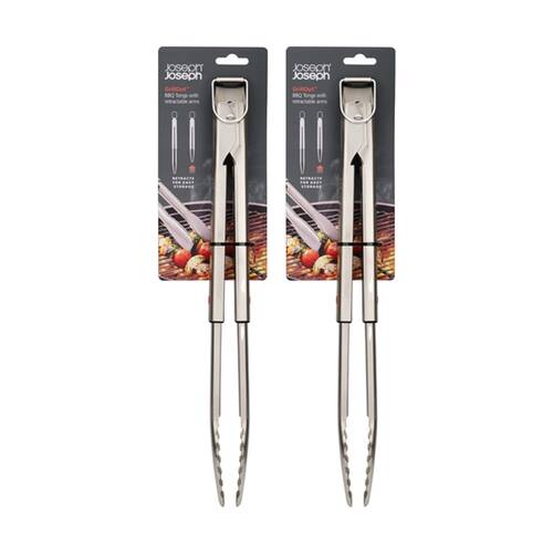 2PK Joseph Joseph GrillOut BBQ Tongs With Retractable Arms Stainless steel