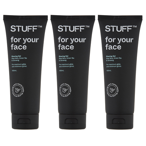3PK Stuff For Your Face Men's Aloe Vera Shaving Gel 100ml