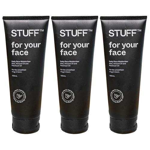 3PK Stuff For Your Face Face Men's Moisturiser Gel 100ml