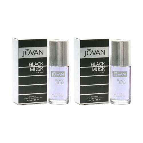 2PK Jovan Black Musk Mens Fragrance EDC Eau De Cologne Spray Bottle 88mL
