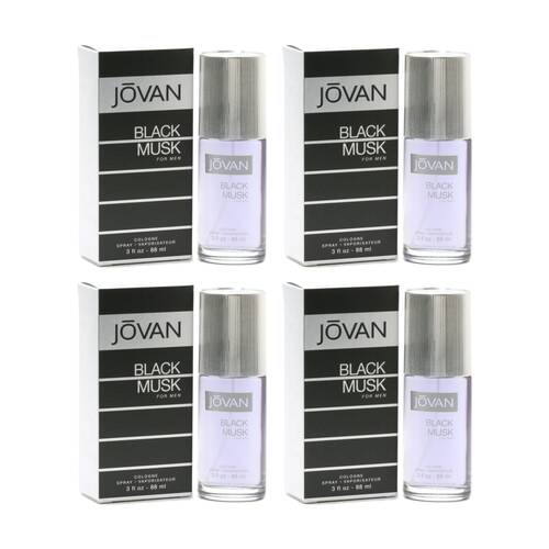 4PK Jovan Black Musk Mens Fragrance EDC Eau De Cologne Spray Bottle 88mL