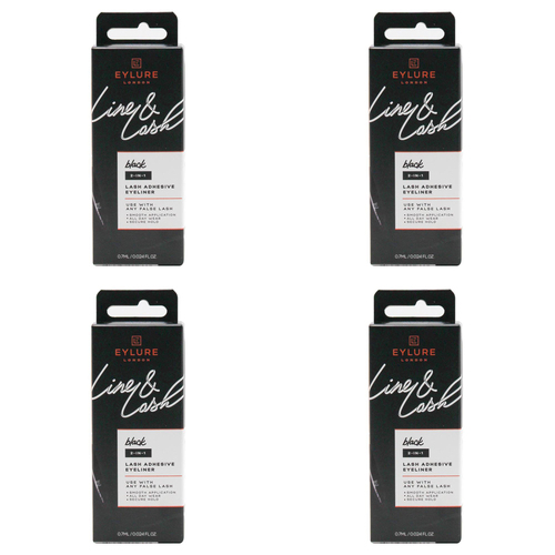 4PK Eylure London Line & Lash 2-in-1 Eyelash Adhesive Eyeliner 0.7ml - Black