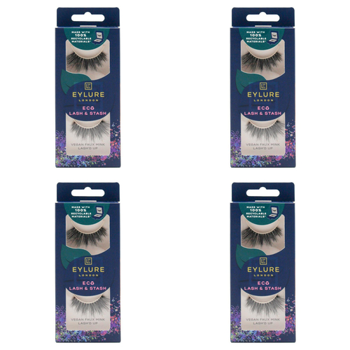 4PK Eylure London Lash & Stash Vegan Faux Mink Lash'd Up Lashes Set