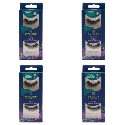 4PK Eylure London Lash & Stash Vegan Faux Mink Party Ready Lashes Set
