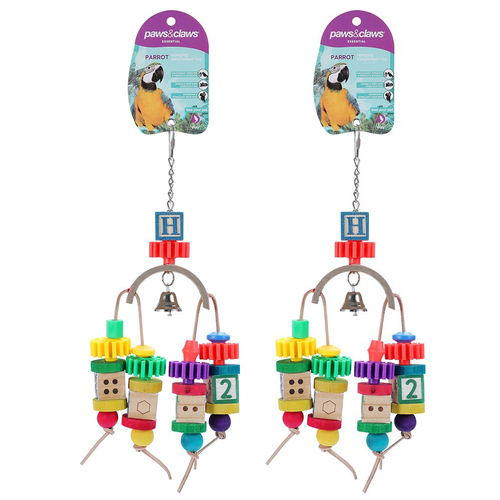 2x Paws & Claws 36x16cm Block Parrot Pet/Bird Hanging Toy