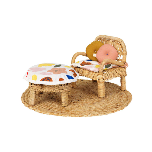 2pc Fabelab Rattan Chair & Table Accessory Set For Dolls