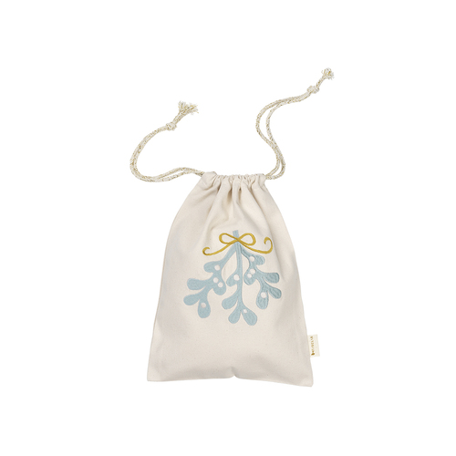 Fabelab Mistletoe Embroidery 30cm Christmas Gift Bag - Natural