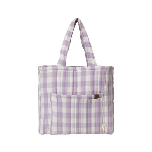 Fabelab Cotton Quilted 50x39cm Tote Bag - Lilac Checks