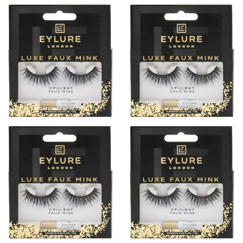 4PK Eylure London Luxe Lashes w/ Glue Set - Opulent Faux Mink