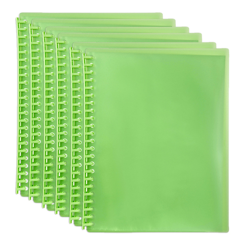 6PK Marbig 20-Pocket A4 Refillable Display Book - Translucent Lime