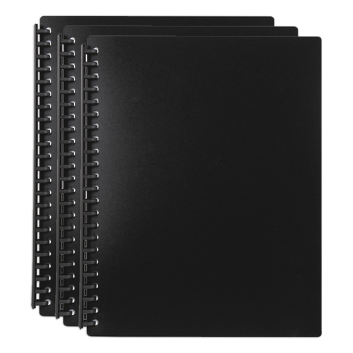 3PK Marbig 40-Pocket A4 Refillable Document Display Book - Black