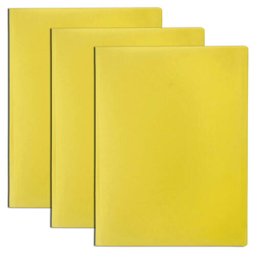 3x Marbig A4 Soft Touch 12 Pockets Display Book - Yellow