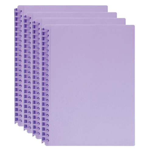 4PK Marbig 20-Pocket A4 Refillable Display Book w/Insert Cover - Purple