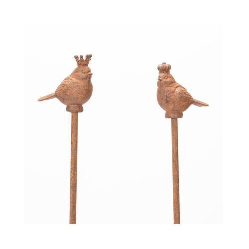A.FRESCO Cast Iron Stake Royal Bird Sculpture 11x12cm - Rust