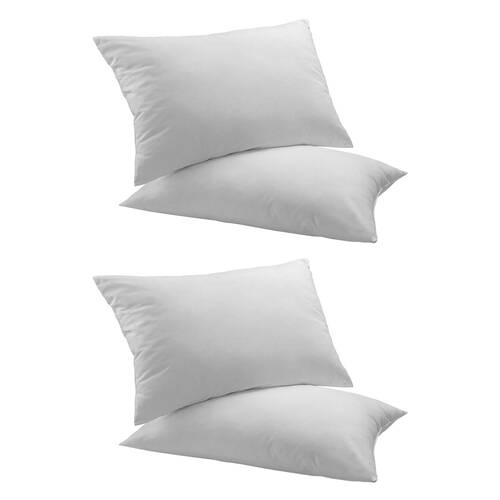 2x 2pc Royal Comfort Duck Feather & Down Cotton Bedding Pillow 50x75cm - White
