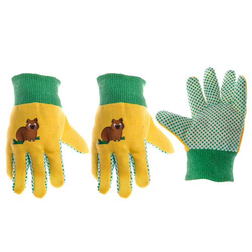 3PK Cyclone Kids Cotton Gardening Gloves Wombat Planting 3y+