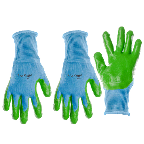 3PK Cyclone Kids Gardening Gloves Polyester/Dipped Nitrile 3y+