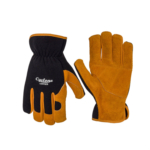 Cyclone Size Large Work/Gardening Gloves Leather Brown/Black