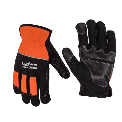 Cyclone Size Large Gardening Gloves Touch Screen Compatible Hivis Orange/Black
