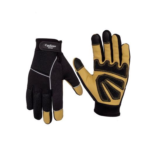 Cyclone Size Large Reflex Gardening Gloves Reflex Leather Black/Light Brown
