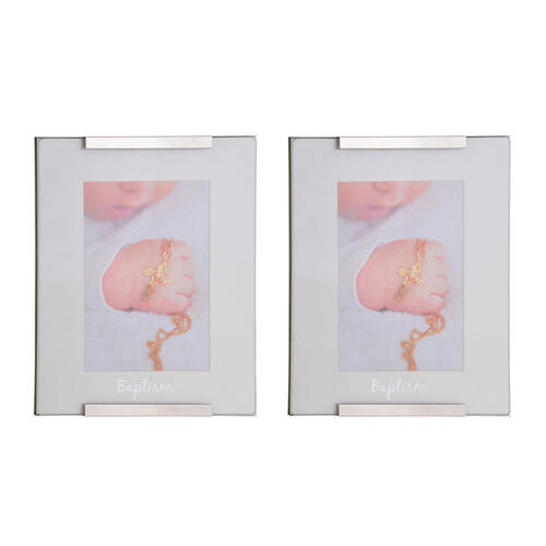2PK Gibson Gifts Baptism Photo Frame 4x6'' Decor - Silver