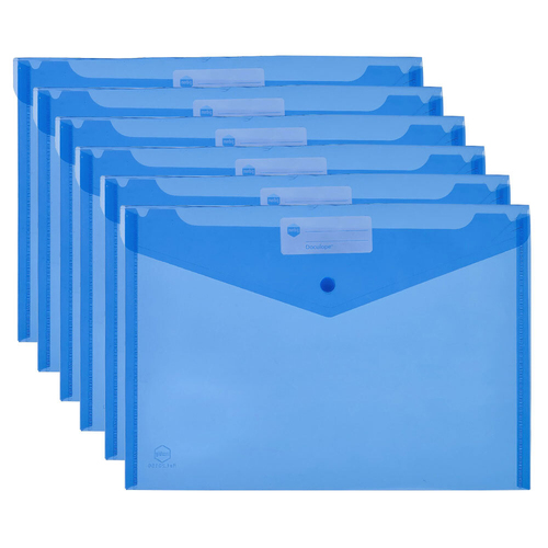 10PK Marbig PP A4 Doculope 150pg Paper Document Wallet - Blue