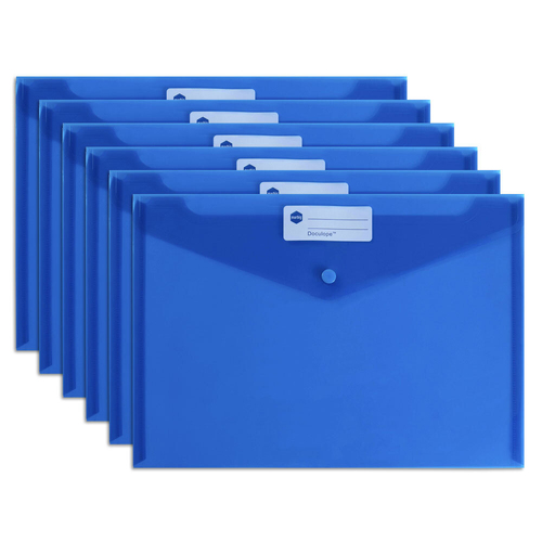 10PK Marbig Transparent Doculope A4 Paper Wallet/Sleeve Blue