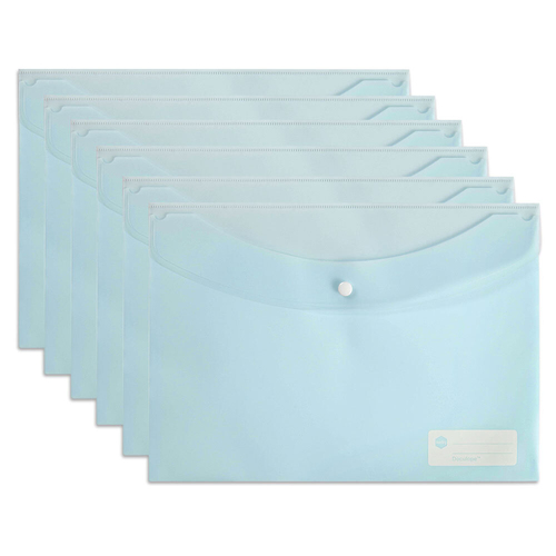 10PK Marbig Transparent Doculope A4 Paper Wallet/Sleeve Pastel Blue