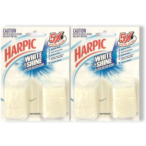 2x 2PK Harpic White & Shine Toilet Cistern/Bowl Flushing Cleaner