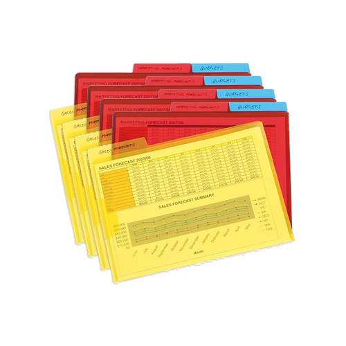 12pc Marbig A4 File Letter Secure Flap And Tab Document Holder