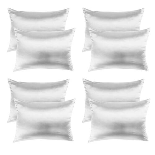 4PK Royal Comfort Mulberry Silk Pillowcase Twin Pack 51x76cm - Silver