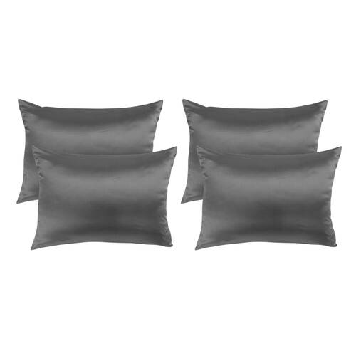 2PK Royal Comfort Mulberry Silk Pillowcase Twin Pack 51x76cm - Charcoal